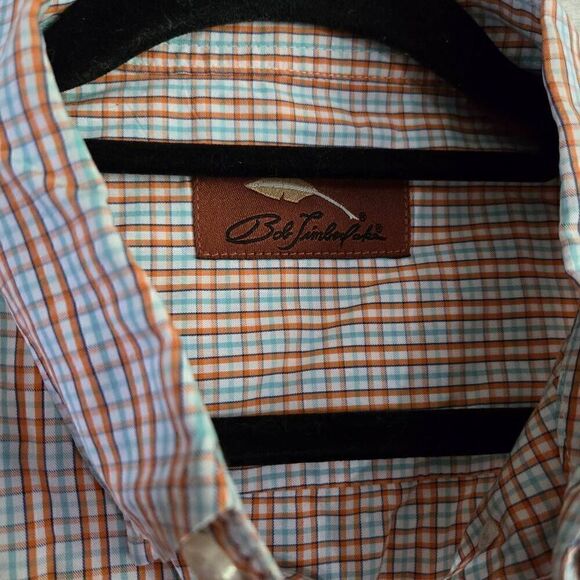 Bob Timberlake Plaid Button Down Orange Mens SZ L - Picture 2 of 6